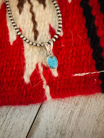 Navajo Sterling Silver & Kingman Turquoise Mini Pendant