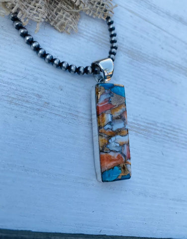 Navajo Multi Stone Spice & Sterling Silver Pendant