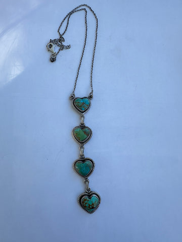 Beautiful Handmade Sterling Silver & Number 8 Turquoise Drop Heart Necklace