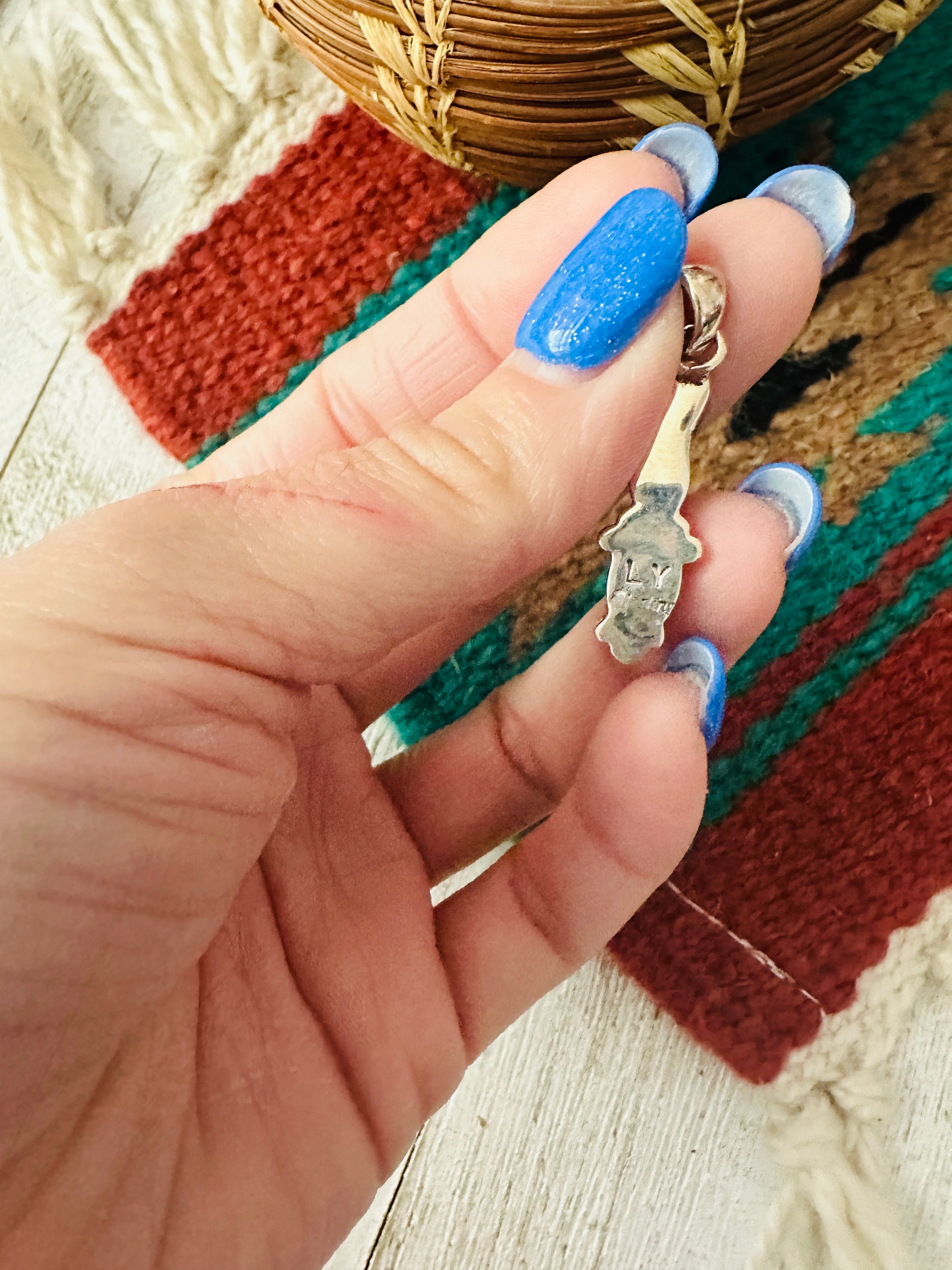 Navajo Red Coral & Sterling Silver Pendant