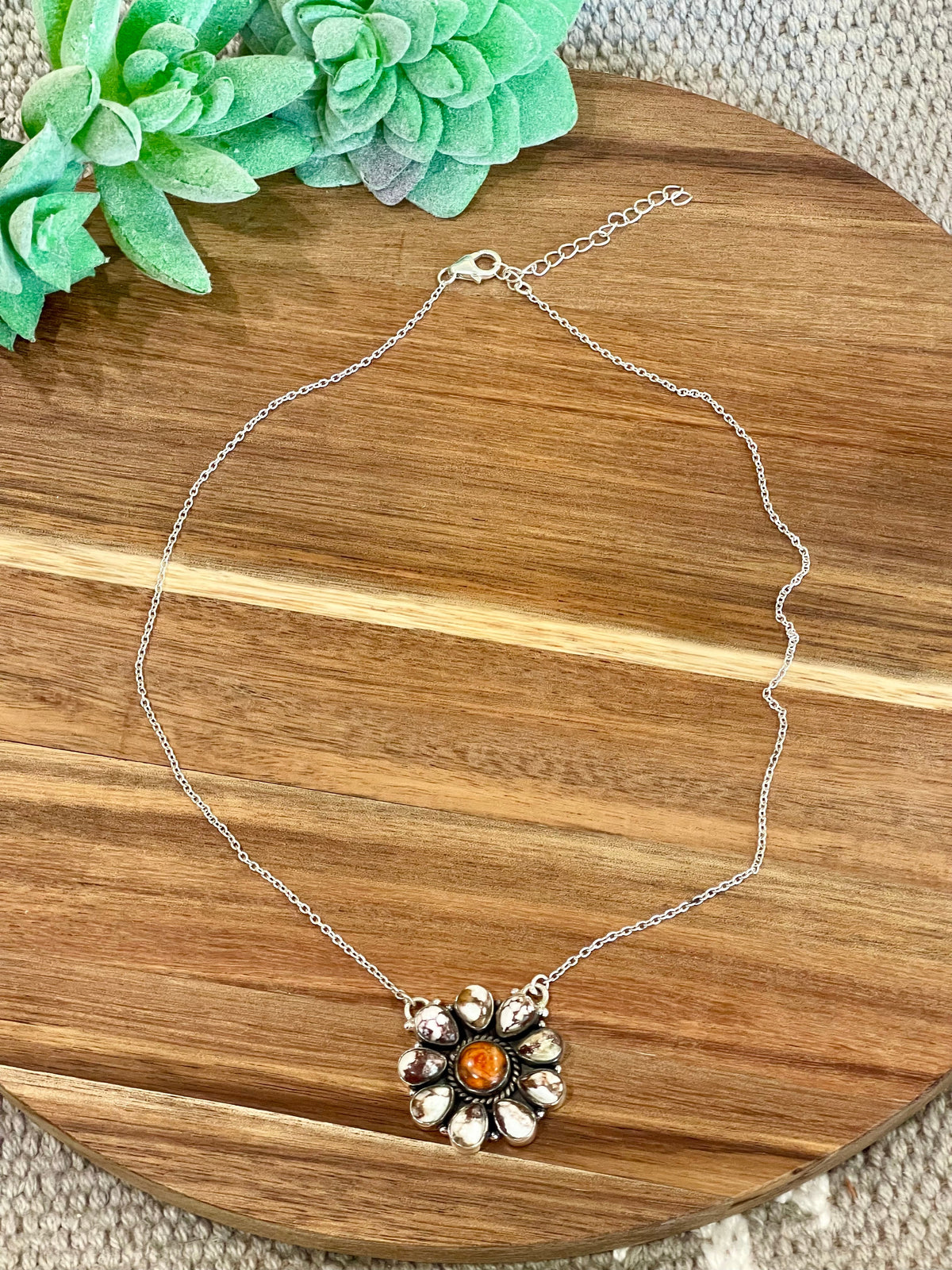 Handmade Sterling Silver & Multi Stone Necklace Signed Nizhoni