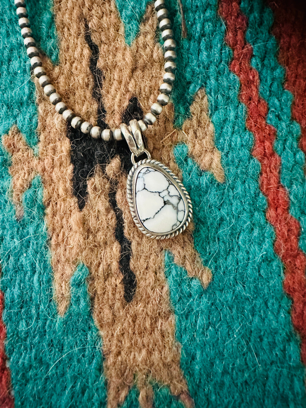 Navajo Howlite & Sterling Silver Pendant