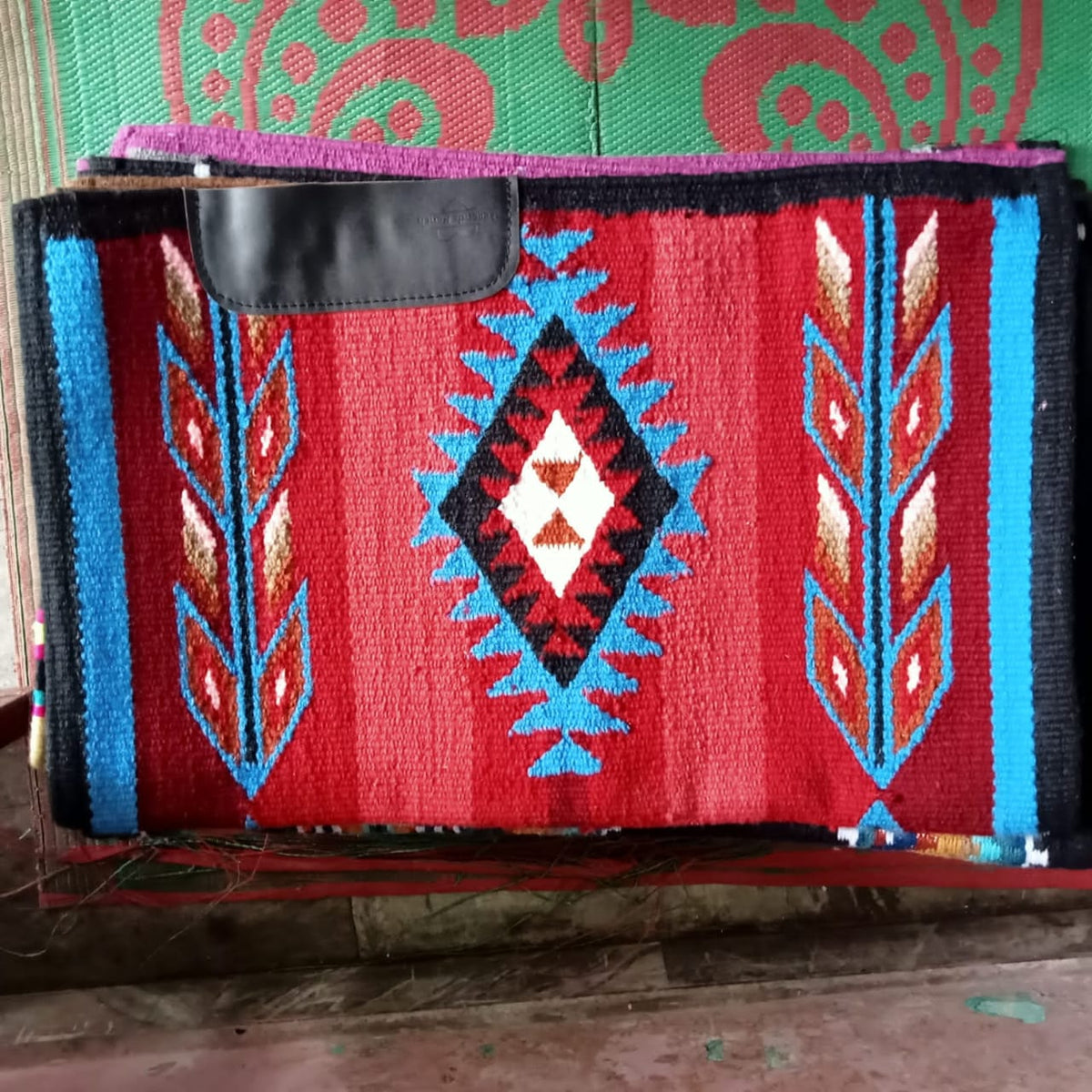 Red and Blue Diamond Aztec Saddle Pad