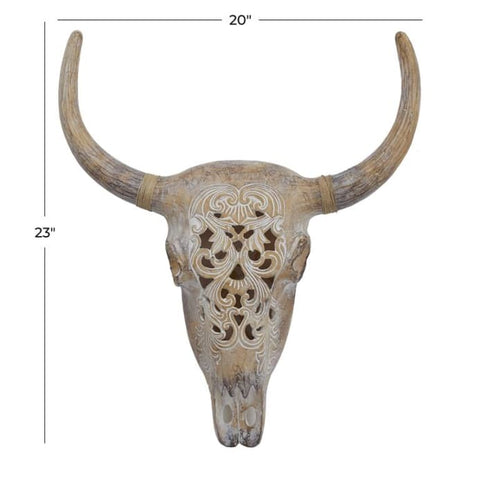 Linen Mart - POLYSTONE BULL SKULL WALL DECOR