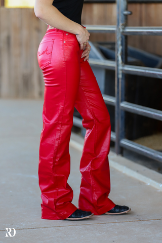 RED METALLIC SIGNATURE TROUSERS