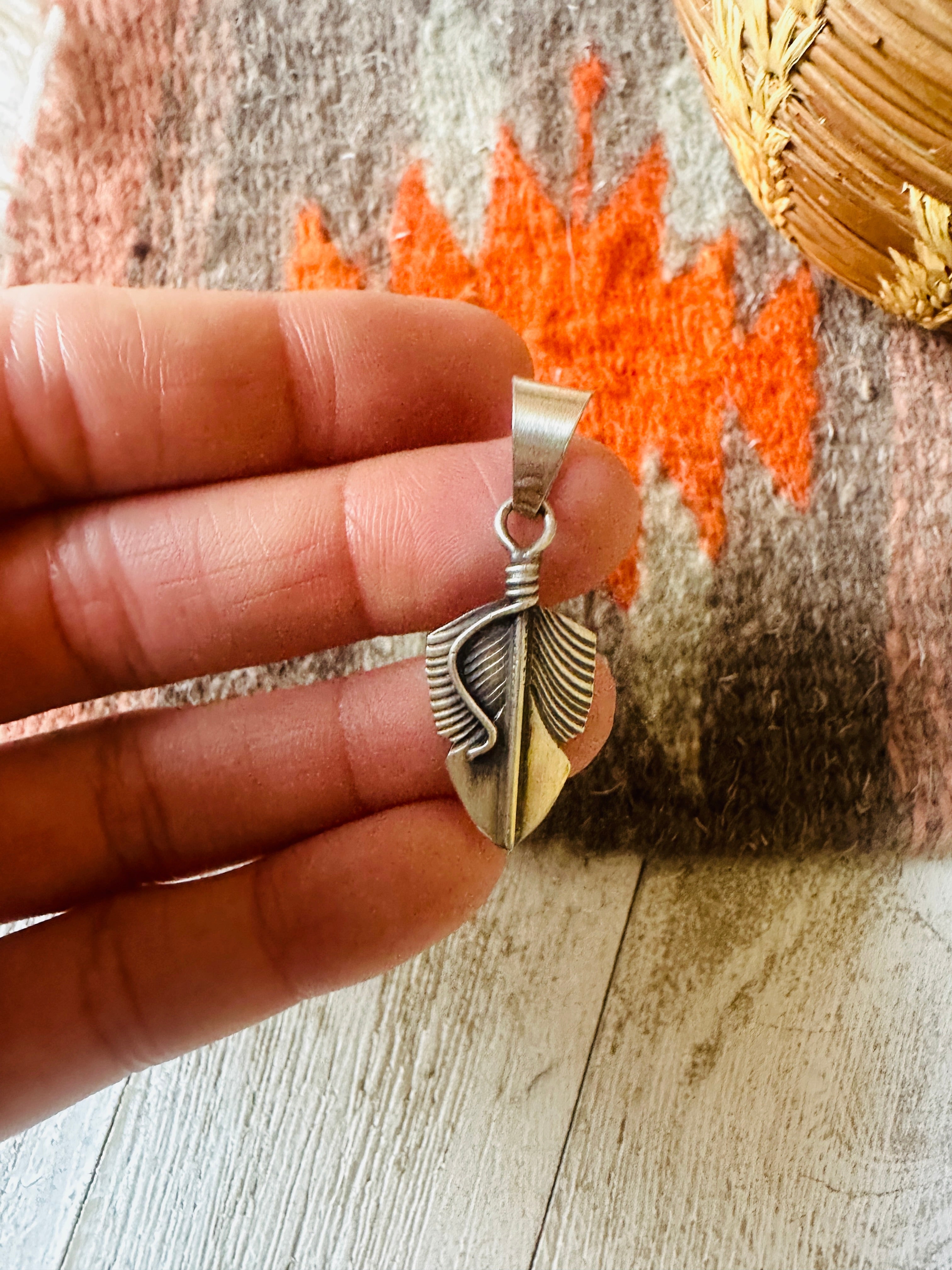 Navajo Sterling Silver Feather Pendant