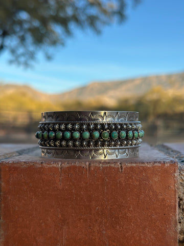 “The Dream” Handmade Sterling Silver & Royston Turquoise  Cuff Bracelet