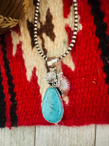 Navajo Morenci Turquoise & Sterling Silver Pendant