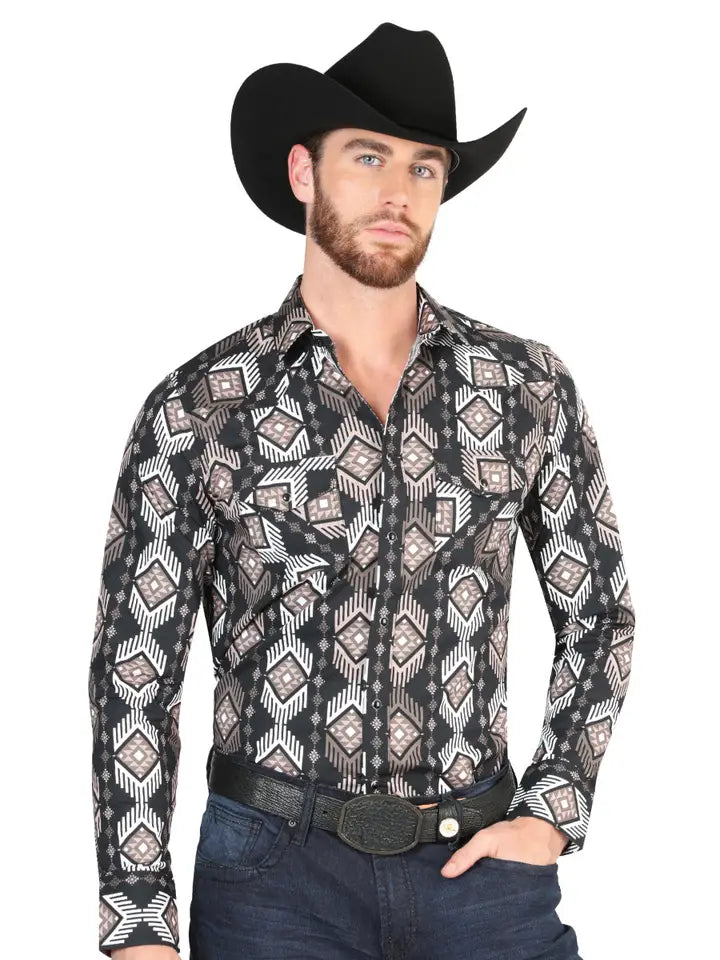 CAMISA VAQUERA M/ LARGA EL SENOR DE LOS CIELOS 23-14 97% COTTON 3% LYCRA NEGRO