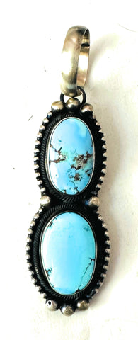 Navajo Golden Hills Turquoise & Sterling Silver Pendant