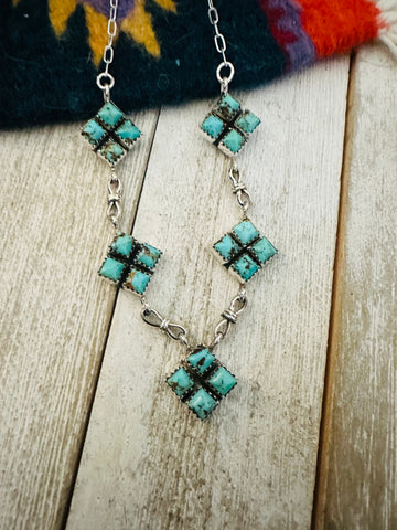 Navajo Sterling Silver & Turquoise Necklace by Julia Etsitty