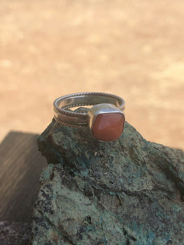 Navajo Natural Coral & Sterling Silver ring