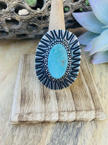 Navajo Royston Turquoise & Sterling Silver Ring Size 10