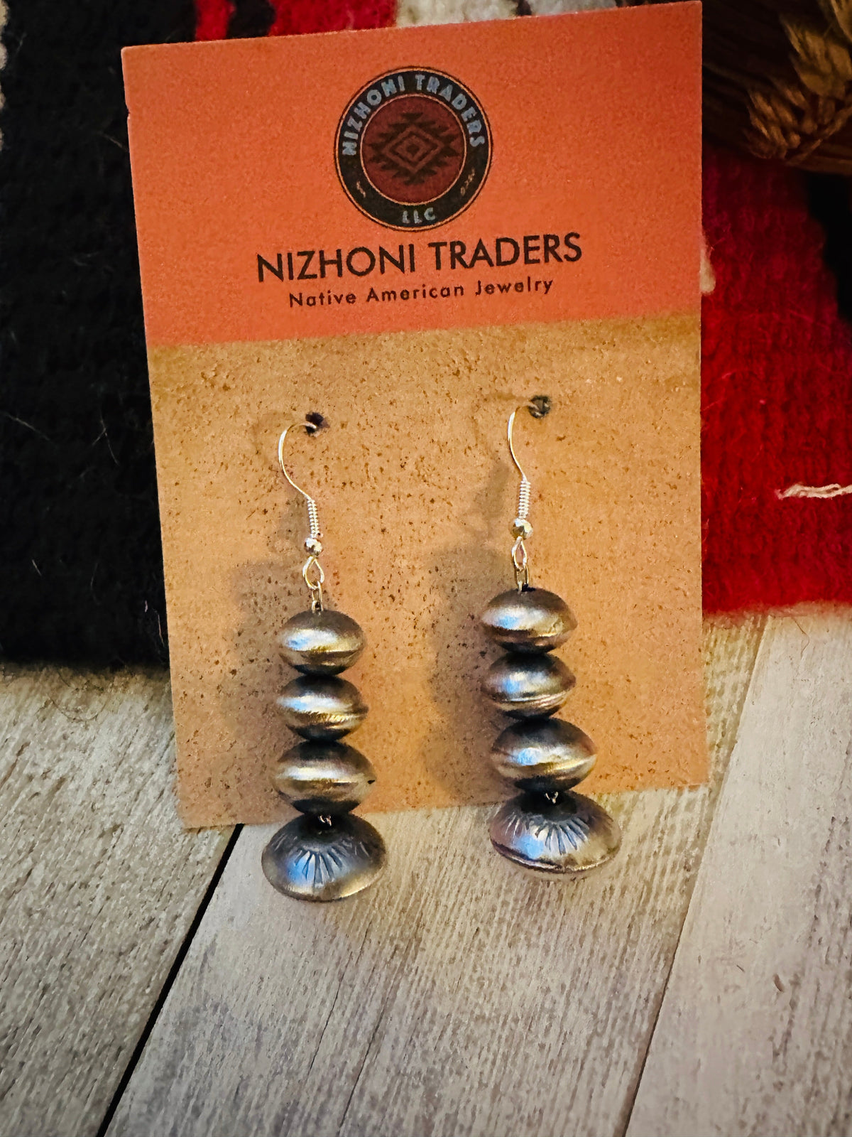 Navajo Sterling Silver Pearl Beaded Drop Earrings