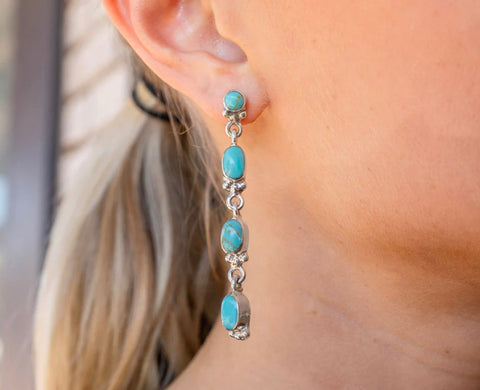 TURQUOISE RAINDROP EARRING ON POST