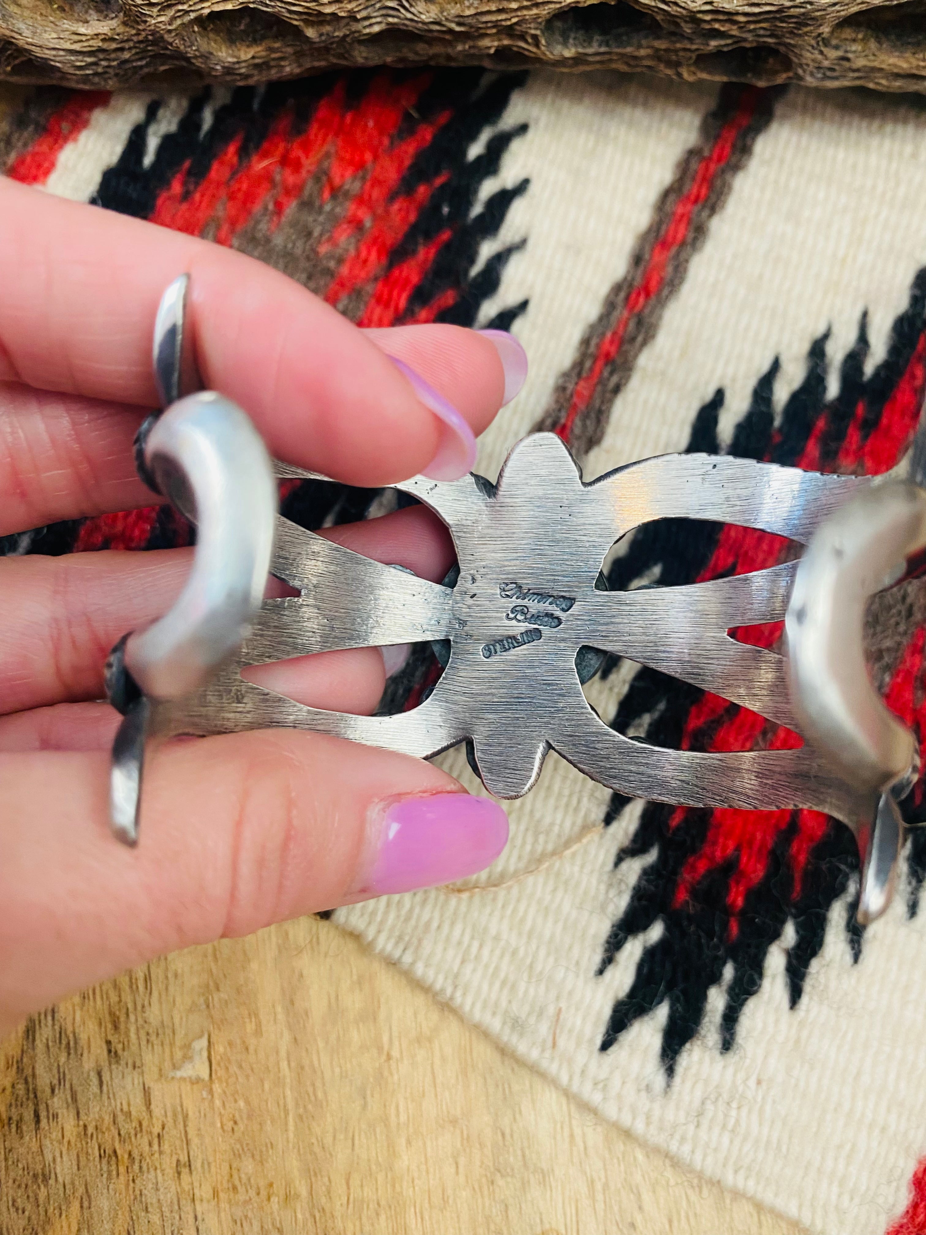 Navajo Sterling Silver & Sonoran Mountain Turquoise Cuff Bracelet by Chimney Butte