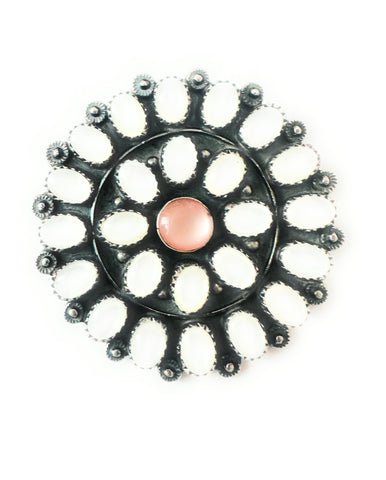 Navajo Mother of Pearl & Sterling Silver Cluster Brooch by Jacqueline Silver