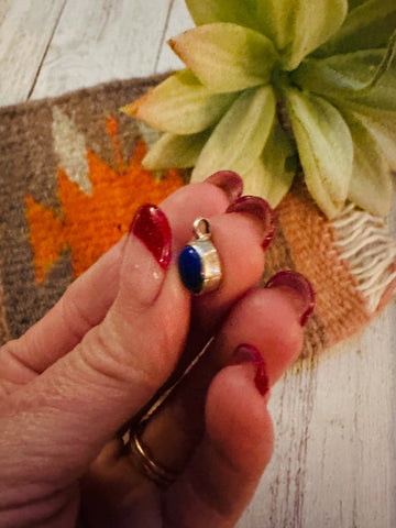 Navajo Lapis & Sterling Silver Mini Pendant