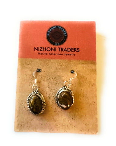 Navajo Sterling Silver, & Jasper Dangle Earrings