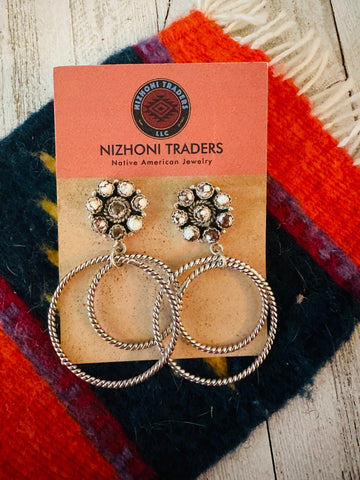 Handmade Wild Horse & Sterling Silver Hoop Earrings Signed Nizhoni