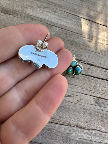 Nizhoni “The Backroads” Sonoran Mountain Turquoise & Sterling Silver 4 Stone Earrings Handmade