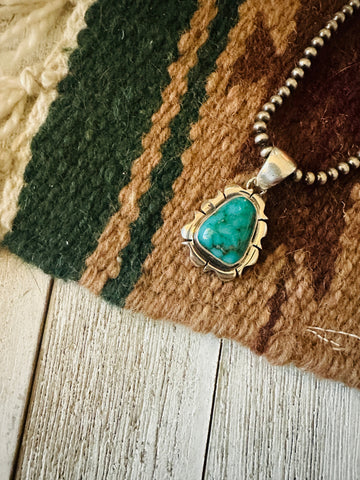 Navajo Morenci Turquoise & Sterling Silver Pendant