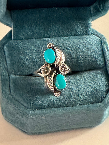 Flowering Kingman Turquoise & Sterling Silver Ring