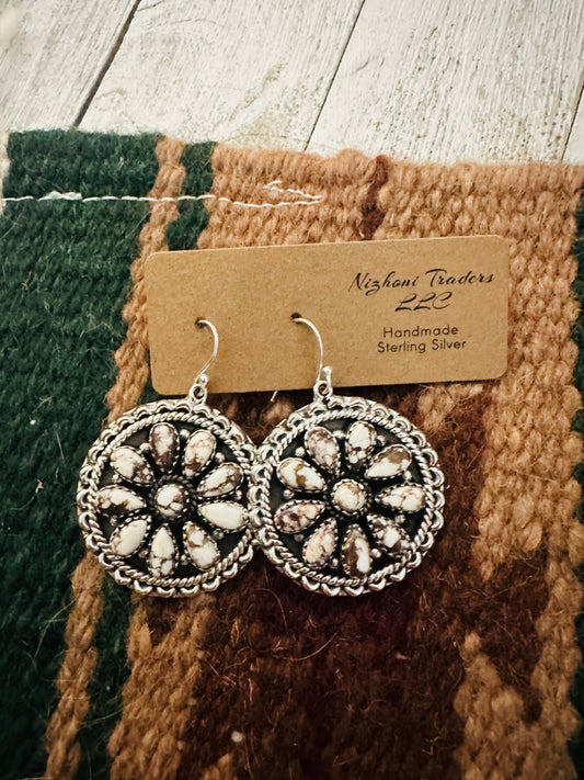 Handmade Wild Horse & Sterling Silver Cluster Dangle Earrings