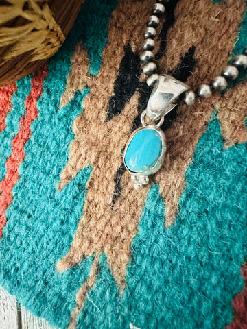 Navajo Kingman Turquoise & Sterling Silver Pendant