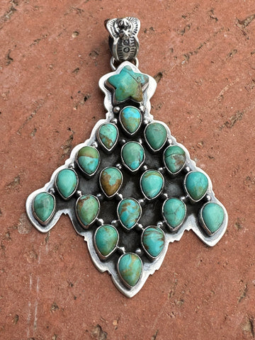 Handmade Sterling Silver  & Turquoise Christmas Tree Pendant