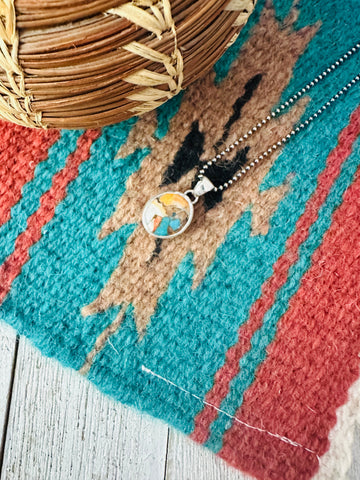 Navajo Multi Stone Spice & Sterling Silver Pendant