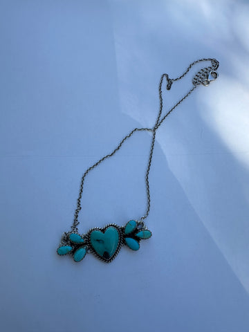 Beautiful Handmade Sterling Silver & Turquoise Heart Necklace