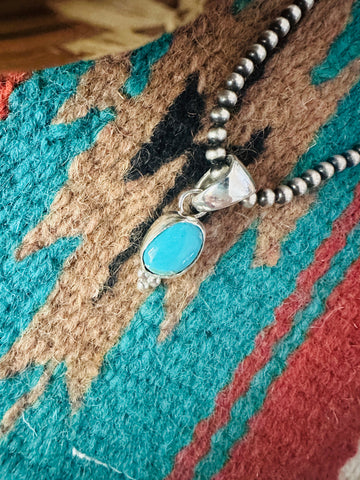 Navajo Kingman Turquoise & Sterling Silver Pendant