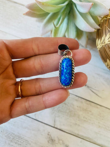 Navajo Sterling Silver & Blue Opal Pendant