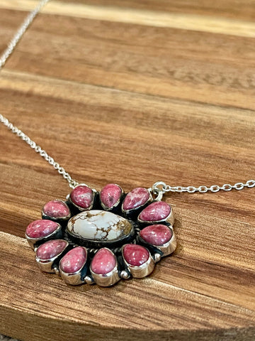 Handmade Sterling Silver & Multi Stone Necklace Signed Nizhoni