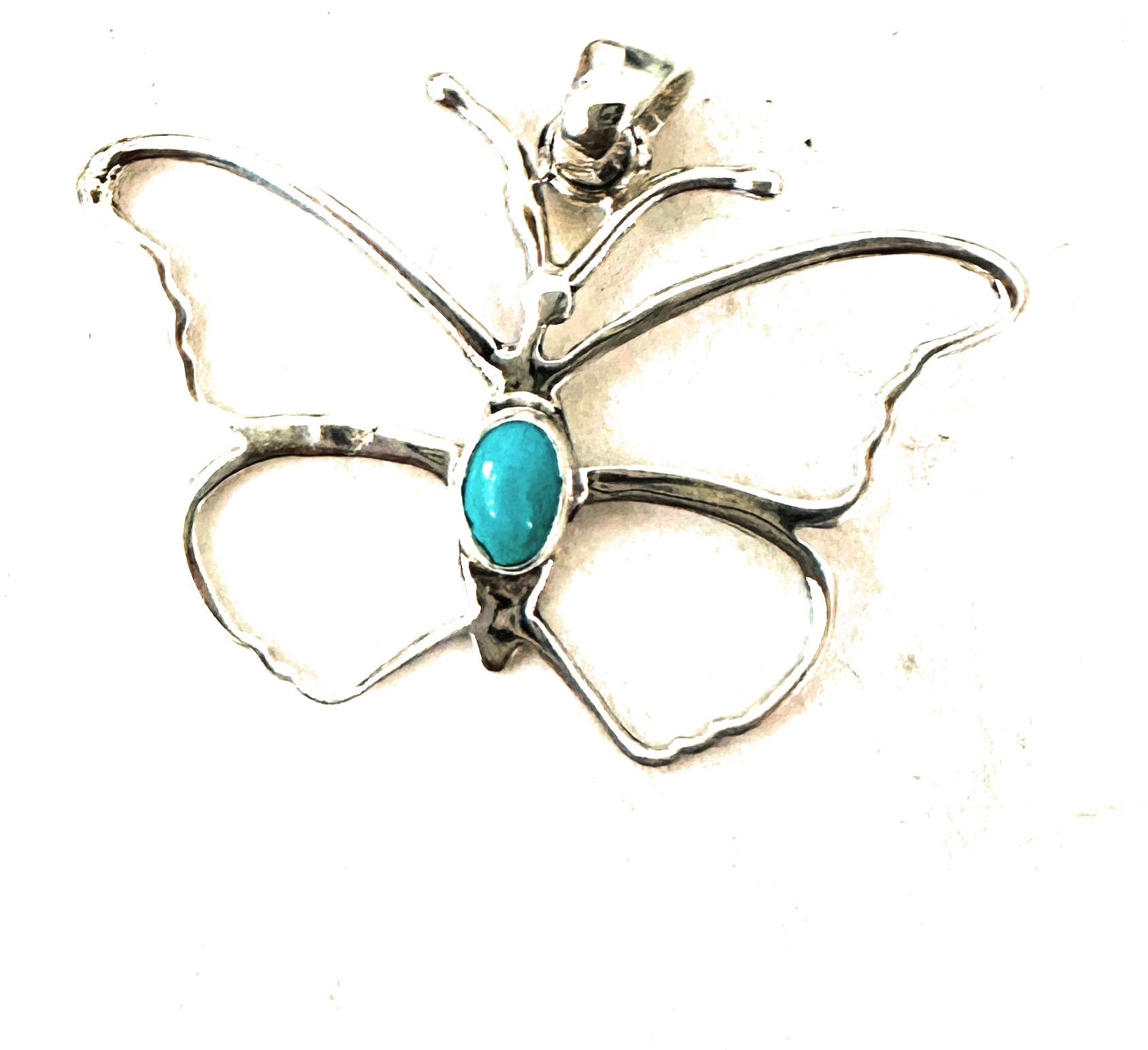 Navajo Turquoise & Sterling Silver Butterfly Pendant