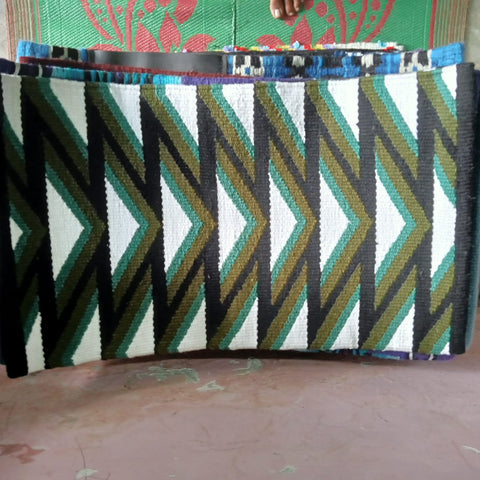 Green and White Chevron Aztec Saddle Pad