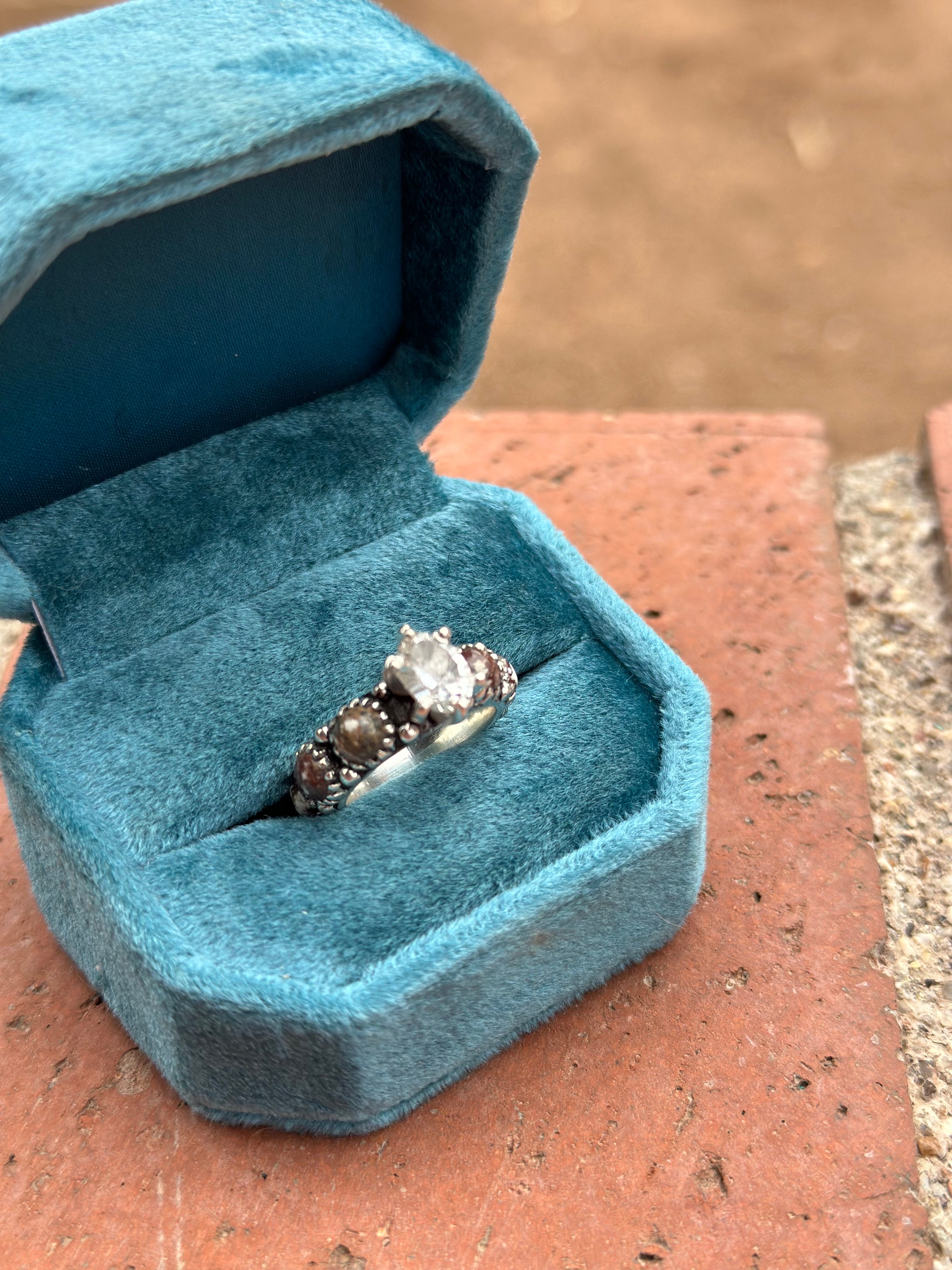 Wild Horse & White Topaz Sterling Silver Forever Ring