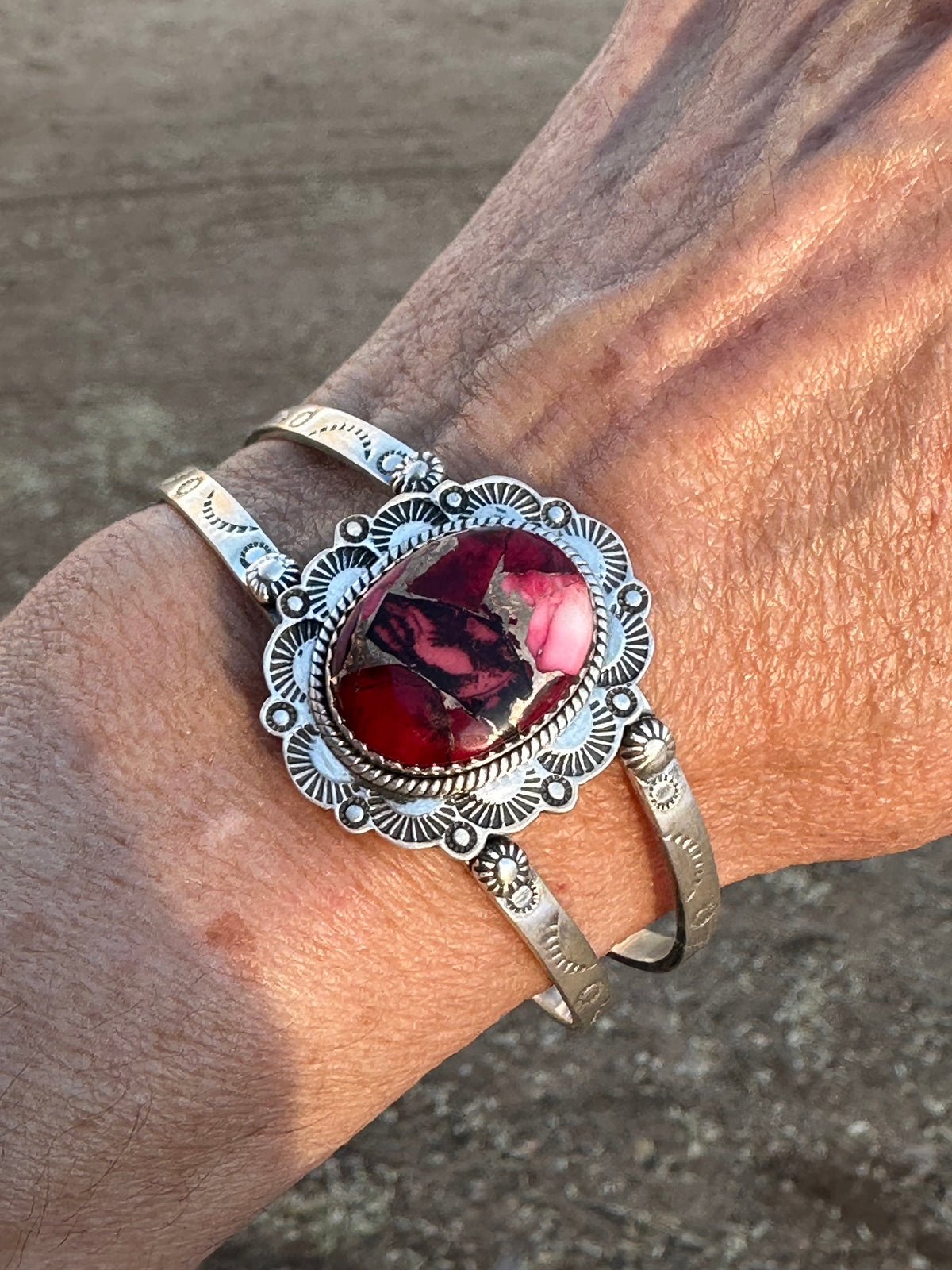 Handmade Sterling Silver & Dahlia Rose Cuff Bracelets