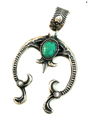 Navajo Turquoise & Sterling Silver Naja Pendant