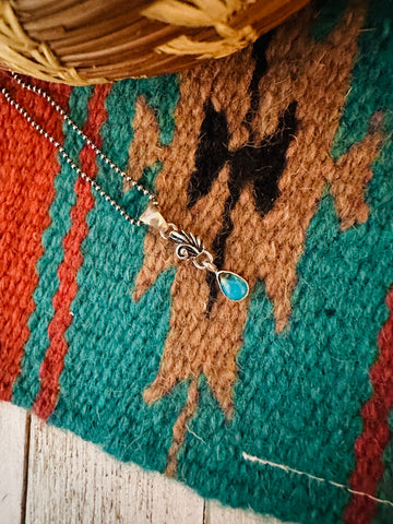 Navajo Turquoise & Sterling Silver Feather Pendant