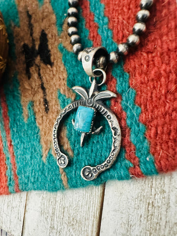 Navajo Turquoise & Sterling Silver Naja Pendant