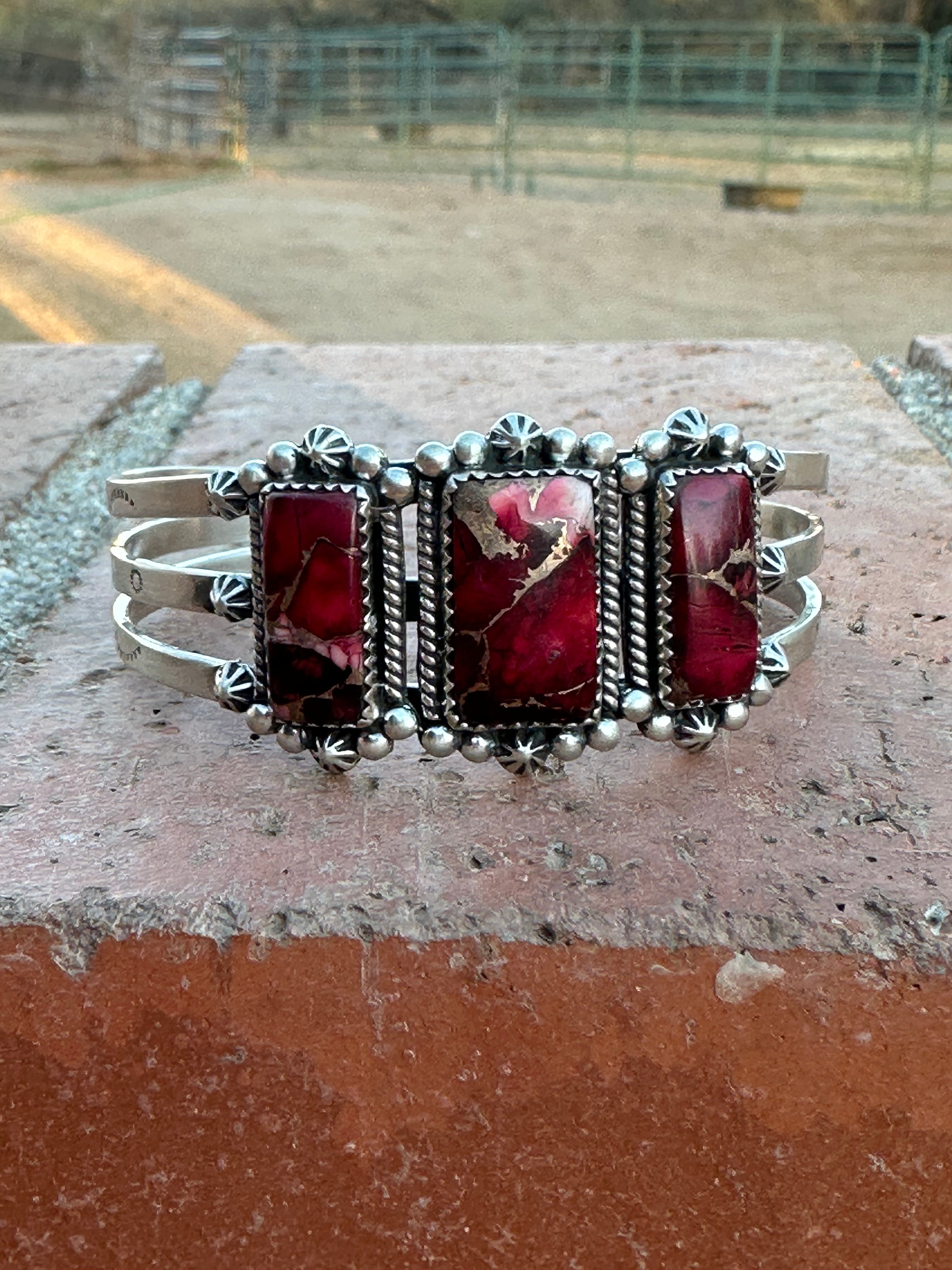 Handmade Sterling Silver & Dahlia Rose Cuff Bracelet