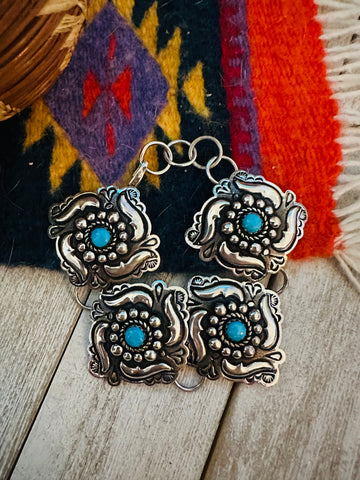 Navajo Turquoise & Sterling Silver Concho Link Bracelet