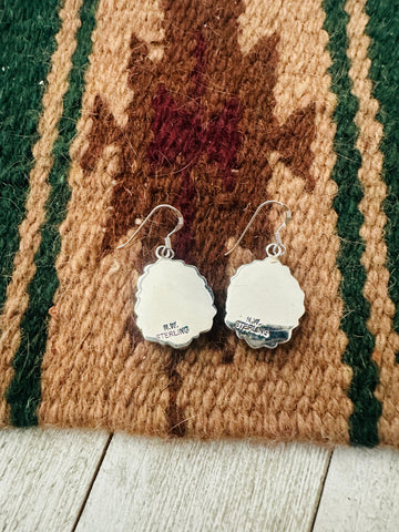 Navajo Sterling Silver & Green Turquoise Cluster Dangle Earrings