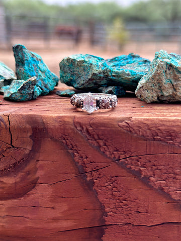 Wild Horse & White Topaz Sterling Silver Forever Ring