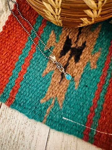 Navajo Turquoise & Sterling Silver Feather Pendant