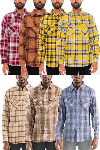 LONG SLEEVE FLANNEL FULL PLAID CHECKERED SHIRT