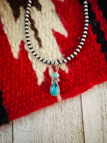 Navajo Turquoise & Sterling Silver Two-Stone Pendant