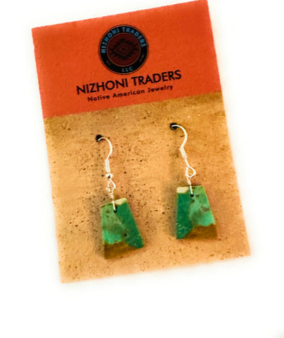 Navajo Sterling Silver & Turquoise Slab Dangle Earrings